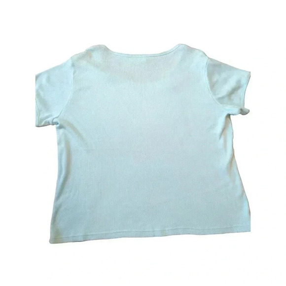 Vintage Curve Woman Blue Ribbed Sequin Butterfly Tee 2X - Picture 8 of 11